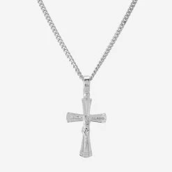 Sterling Silver Byzantine Crucifix Cross Necklace -Fashion Accessories Store sterling silver cross necklace chain options hang far 2000q6 nk pe crs2b s tchcu2