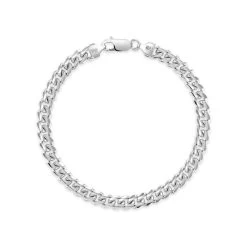 Sterling Silver 6.3mm Diamond Cut Cuban Bracelet