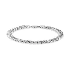 Sterling Silver 7mm Diamond Cut Cuban Bracelet -Fashion Accessories Store sterling silver cuban bracelet 7mm 2000px80pc side