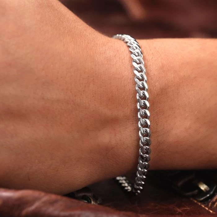 Sterling Silver 5.6mm Diamond Cut Cuban Bracelet 2 Sterling Silver 5.6mm Diamond Cut Cuban Bracelet - Image 2