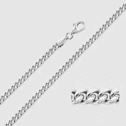 Sterling Silver 4.2mm Diamond Cut Cuban Chain Necklace