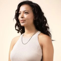 Sterling Silver 4.9mm Diamond Cut Cuban Chain Necklace -Fashion Accessories Store sterling silver cuban chain female model far vw tchcbn49 2000q6