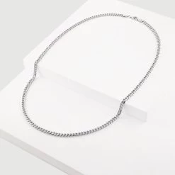 Sterling Silver 4.2mm Diamond Cut Cuban Chain Necklace -Fashion Accessories Store sterling silver cuban chain whole view grey tchcbn42 2000q6