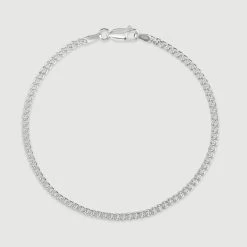 Sterling Silver 2.4mm Diamond Cut Curb Link Bracelet