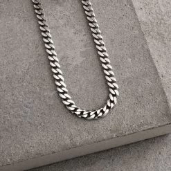 Sterling Silver 5.4mm Diamond Cut Curb Chain Necklace