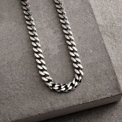 Sterling Silver 7.3mm Diamond Cut Curb Chain Necklace Heavy