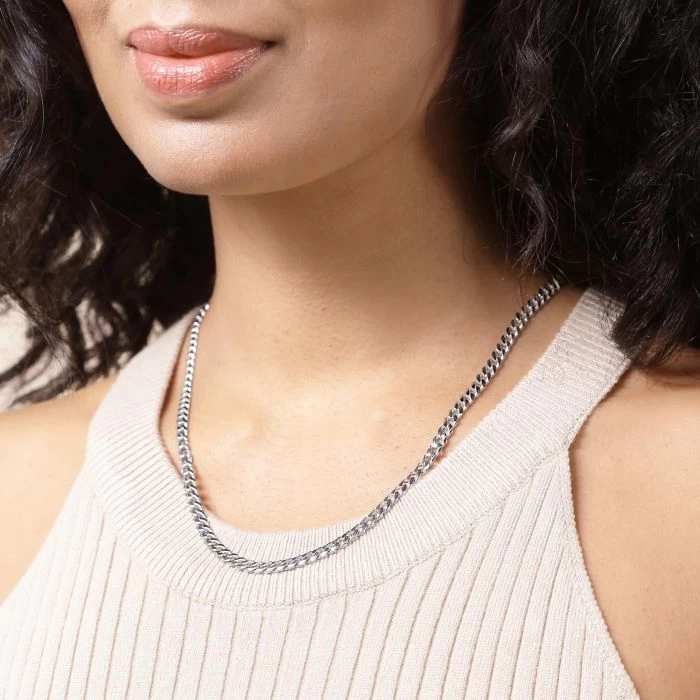 Sterling Silver 4.3mm Diamond Cut Curb Chain Necklace 7 Sterling Silver 4.3mm Diamond Cut Curb Chain Necklace - Image 7