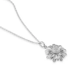 Sterling Silver APRIL DAISY Necklace With Cable Chain -Fashion Accessories Store sterling silver daisy april necklace with chain