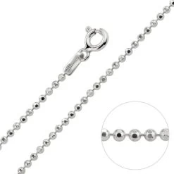 Sterling Silver 1.5mm Diamond Cut Ball Bead Chain Necklace