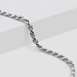 Sterling Silver 2.8mm Diamond Cut Rope Chain Necklace -Fashion Accessories Store sterling silver diamond cut rope 2 8 mm chain angleedge 1