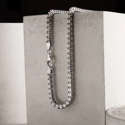 Sterling Silver 4mm Double Box Chain Necklace Diamond Cut