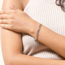 Sterling Silver 5.7mm Double Curb Bracelet Diamond Cut -Fashion Accessories Store sterling silver double curb bracelet female model near vw tchbr hb57 2000q6