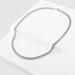 Sterling Silver 5.7mm Diamond Cut Double Curb Chain Necklace -Fashion Accessories Store sterling silver double curb chain whole view grey tchhb57 2000q6