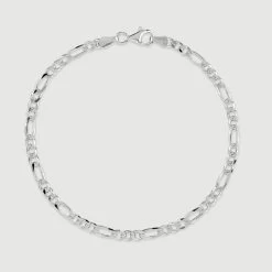 Sterling Silver 3mm Diamond Cut Figaro Link Bracelet