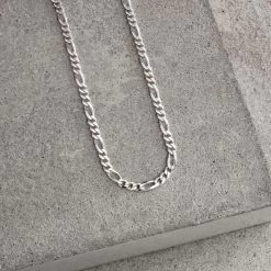 Sterling Silver 3mm Diamond Cut Figaro Chain Necklace 11 Sterling Silver 3mm Diamond Cut Figaro Chain Necklace -Fashion Accessories Store sterling silver figaro chain 3 mm 1 1