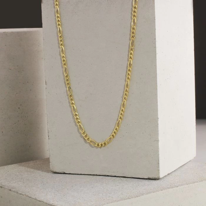 9ct Yellow Gold Plated 3mm Diamond Cut Figaro Chain Necklace 4 9ct Yellow Gold Plated 3mm Diamond Cut Figaro Chain Necklace - Image 4