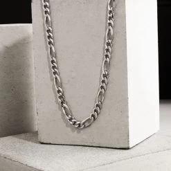 Sterling Silver 5.7mm Diamond Cut Figaro Chain Necklace -Fashion Accessories Store sterling silver figaro chain 5 7mm 2