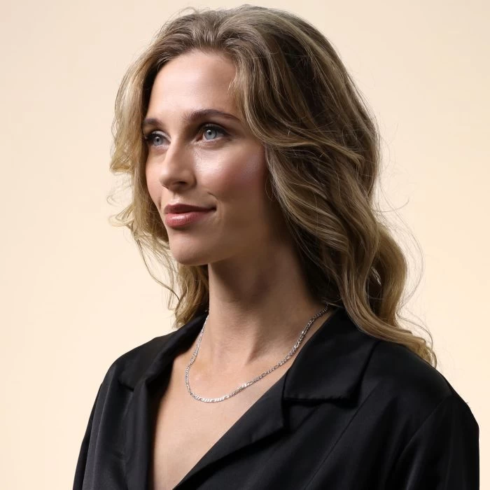 Sterling Silver 3mm Diamond Cut Figaro Chain Necklace 8 Sterling Silver 3mm Diamond Cut Figaro Chain Necklace - Image 8