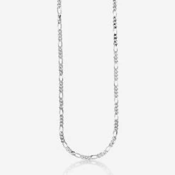 Sterling Silver 4.5mm Diamond Cut Figaro Chain Necklace -Fashion Accessories Store sterling silver figaro chain hanging tchfg45