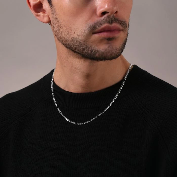 Sterling Silver 3mm Diamond Cut Figaro Chain Necklace 5 Sterling Silver 3mm Diamond Cut Figaro Chain Necklace - Image 5