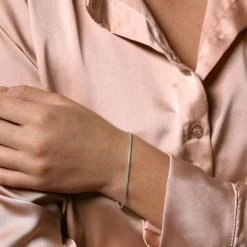 Sterling Silver 1.5mm Foxtail Bracelet -Fashion Accessories Store sterling silver foxtail bracelet female model close view tchbrfo15 2000q6