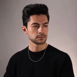 Sterling Silver 1.5mm Foxtail ChainNecklace -Fashion Accessories Store sterling silver foxtail chain male model far view tchfo15 2000q6