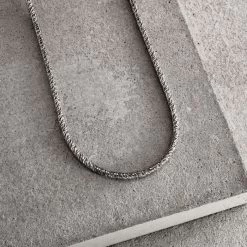 Sterling Silver 3mm Twisted Round Foxtail Chain Necklace -Fashion Accessories Store sterling silver foxtail chain twisted 3mm 1 800px