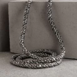 Sterling Silver 4.5mm Twisted Round Foxtail Chain Necklace -Fashion Accessories Store sterling silver foxtail chain twisted 4 5mm 2 800px