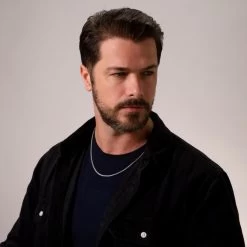 Sterling Silver 2.5mm Rounded Foxtail Chain Necklace -Fashion Accessories Store sterling silver foxtail round chain male model far view tchfor25 2000q6