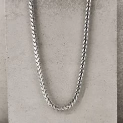 Sterling Silver 3mm Franco Chain Necklace -Fashion Accessories Store sterling silver franco chain 3mm 3