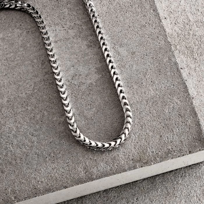 Sterling Silver 4mm Franco Chain Necklace 4 Sterling Silver 4mm Franco Chain Necklace - Image 4