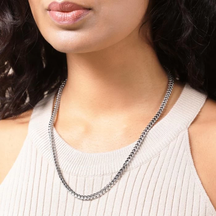 Sterling Silver 4mm Franco Chain Necklace 7 Sterling Silver 4mm Franco Chain Necklace - Image 7