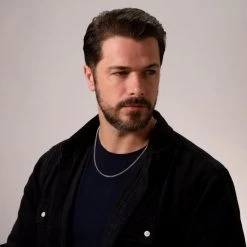 Sterling Silver 3mm Franco Chain Necklace -Fashion Accessories Store sterling silver franco chain male model far view tchfro30 2000q6