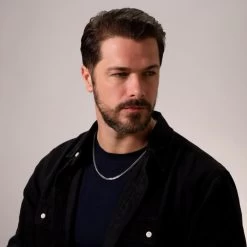 Sterling Silver 4mm Franco Chain Necklace 14 Sterling Silver 4mm Franco Chain Necklace -Fashion Accessories Store sterling silver franco chain male model far view tchfro40 2000q6