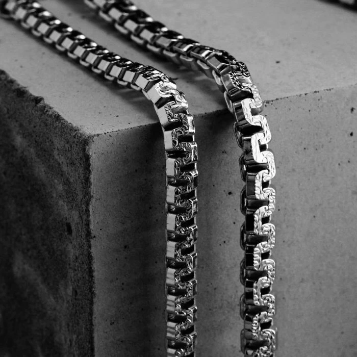 Sterling Silver 5.4mm Greek Box Pave Bracelet 2 Sterling Silver 5.4mm Greek Box Pave Bracelet - Image 2