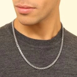 Sterling Silver 5.4mm Greek Box Pave Chain Necklace 9 Sterling Silver 5.4mm Greek Box Pave Chain Necklace -Fashion Accessories Store sterling silver greek box pave chain male model near view tchgrbxp54 0423 2000q6