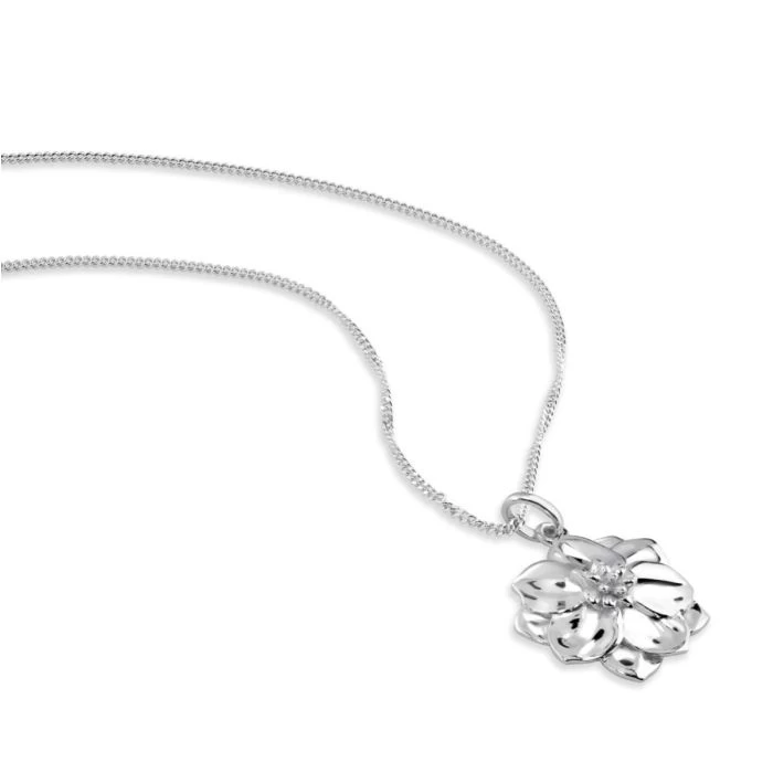 Sterling Silver JULY LARKSPUR Necklace With Curb Chain 2 Sterling Silver JULY LARKSPUR Necklace With Curb Chain - Image 2