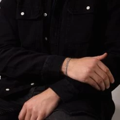 Sterling Silver 4.6mm Diamond Cut Marina Link Bracelet -Fashion Accessories Store sterling silver marina mariner bracelet male model far view tchbrma46 2000q6