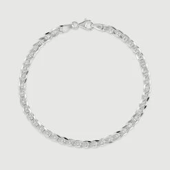Sterling Silver 3.7mm Diamond Cut Marina Bracelet