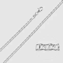 Sterling Silver 3.1mm Diamond Cut Marina Chain Necklace
