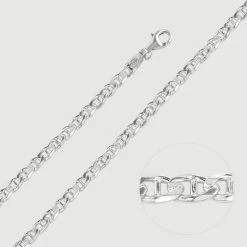 Sterling Silver 3.7mm Diamond Cut Marina Chain Necklace