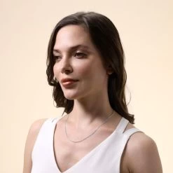 Sterling Silver 2mm Diamond Cut Marina Chain Necklace -Fashion Accessories Store sterling silver mariner chain female model far view tchma2 2000q6