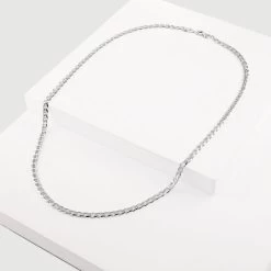 Sterling Silver 3.7mm Diamond Cut Marina Chain Necklace -Fashion Accessories Store sterling silver mariner chain whole view grey tchma37 2000q6