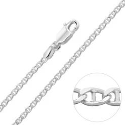 Sterling Silver 2mm Diamond Cut Marina Chain Necklace