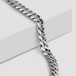 Sterling Silver 4.9mm Diamond Cut Cuban Chain Necklace -Fashion Accessories Store sterling silver miami cuban chain necklace 4 9 mm sideanglec80