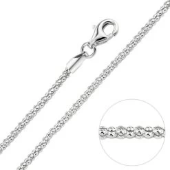 Sterling Silver 2mm Popcorn Chain Necklace