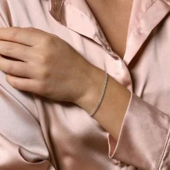 Sterling Silver 2mm Loose Rope / Prince Of Wales Bracelet -Fashion Accessories Store sterling silver prince of wales bracelet female model close view tchbrlrpw2 2000q6