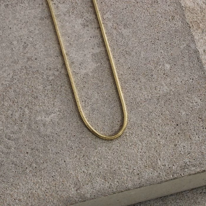 9ct Yellow Gold Plated 1.4mm Snake Chain Necklace 1 9ct Yellow Gold Plated 1.4mm Snake Chain Necklace
