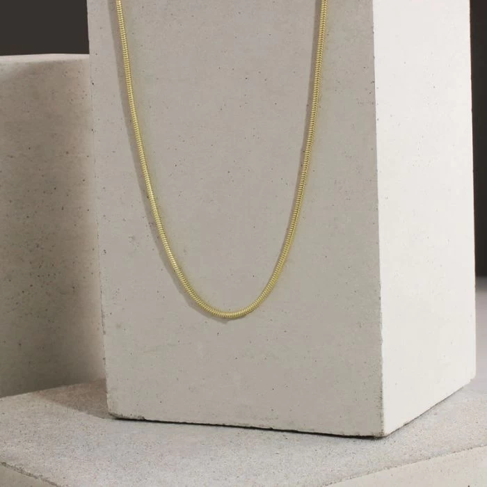 9ct Yellow Gold Plated 1.4mm Snake Chain Necklace 2 9ct Yellow Gold Plated 1.4mm Snake Chain Necklace - Image 2