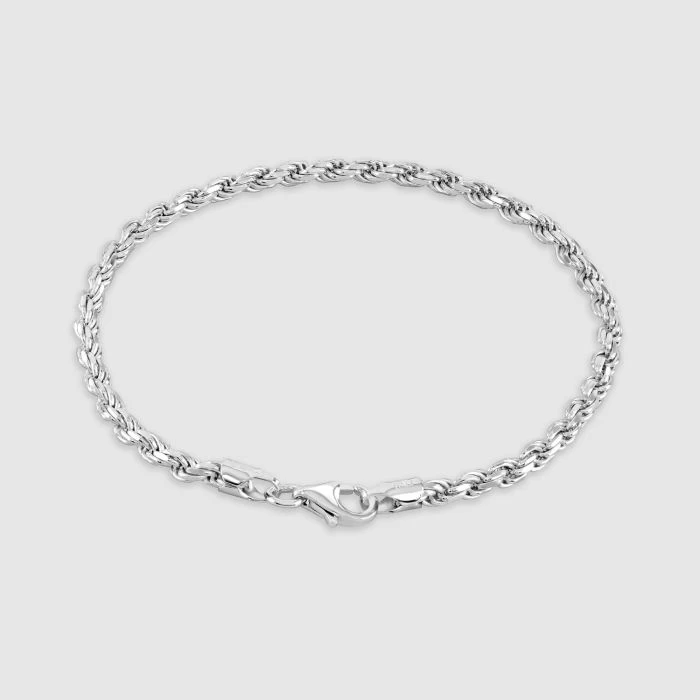 Sterling Silver 3.3mm Diamond Cut Rope Bracelet 2 Sterling Silver 3.3mm Diamond Cut Rope Bracelet - Image 2